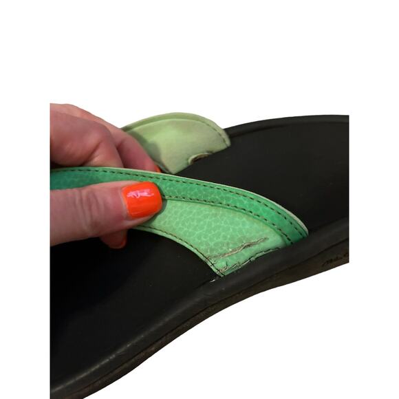Olukai Ohana Flip Flops Womans Size 11 Light And Dark Green Thong Sandal - Picture 11 of 11